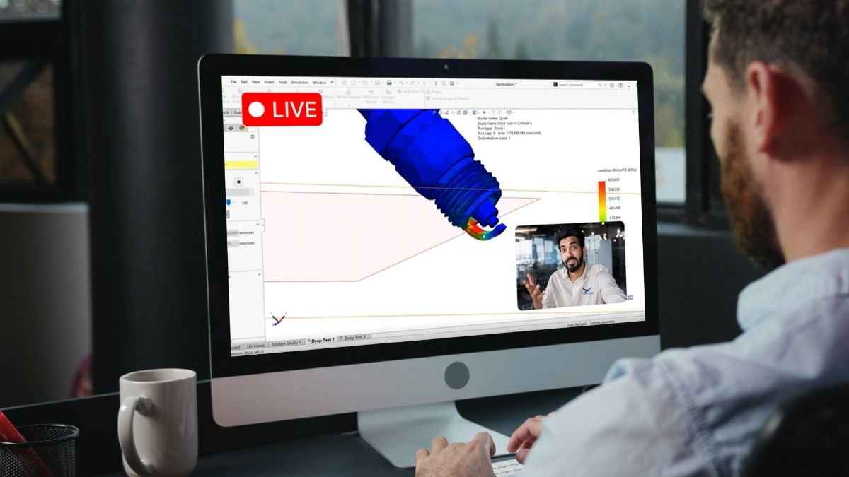 Engineer watching a live SOLIDWORKS training session led by a Hawk Ridge Systems instructor