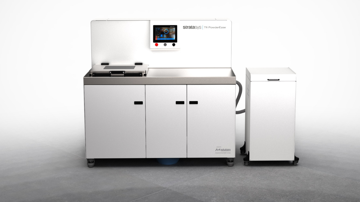 Stratasys H350 SAF 3D printer with its powder handling station