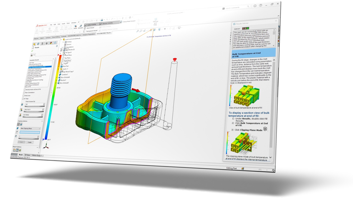 solidworks plastics simulation overmold model