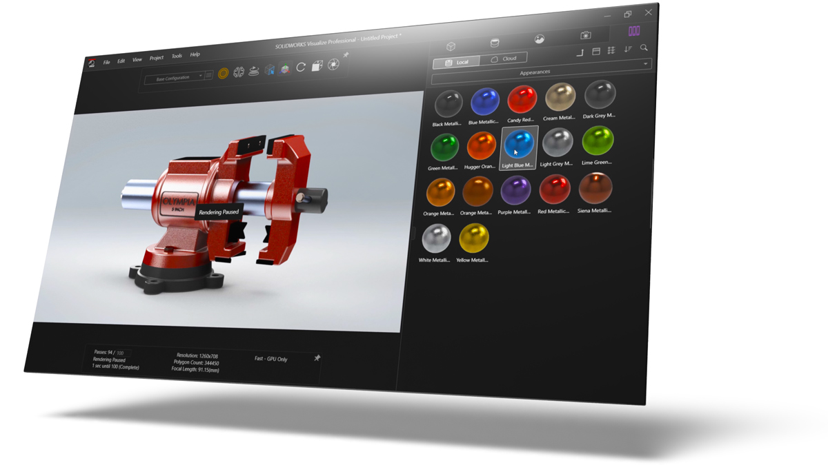 solidworks visualize bench vice render