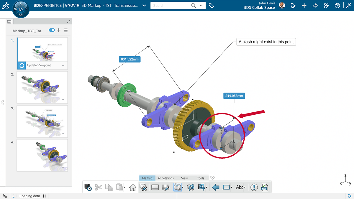 A tool is marked up in the 3DExperience platform interface.