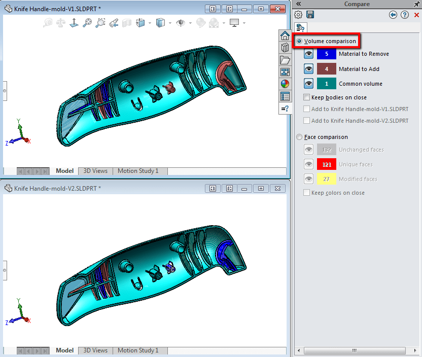 Compare Geometry Using SOLIDWORKS Utilities