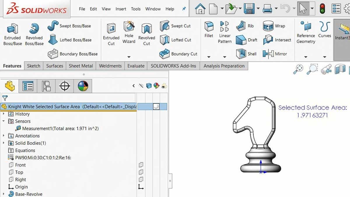 Create a Custom Property from a Selected Surface Area in SOLIDWORKS