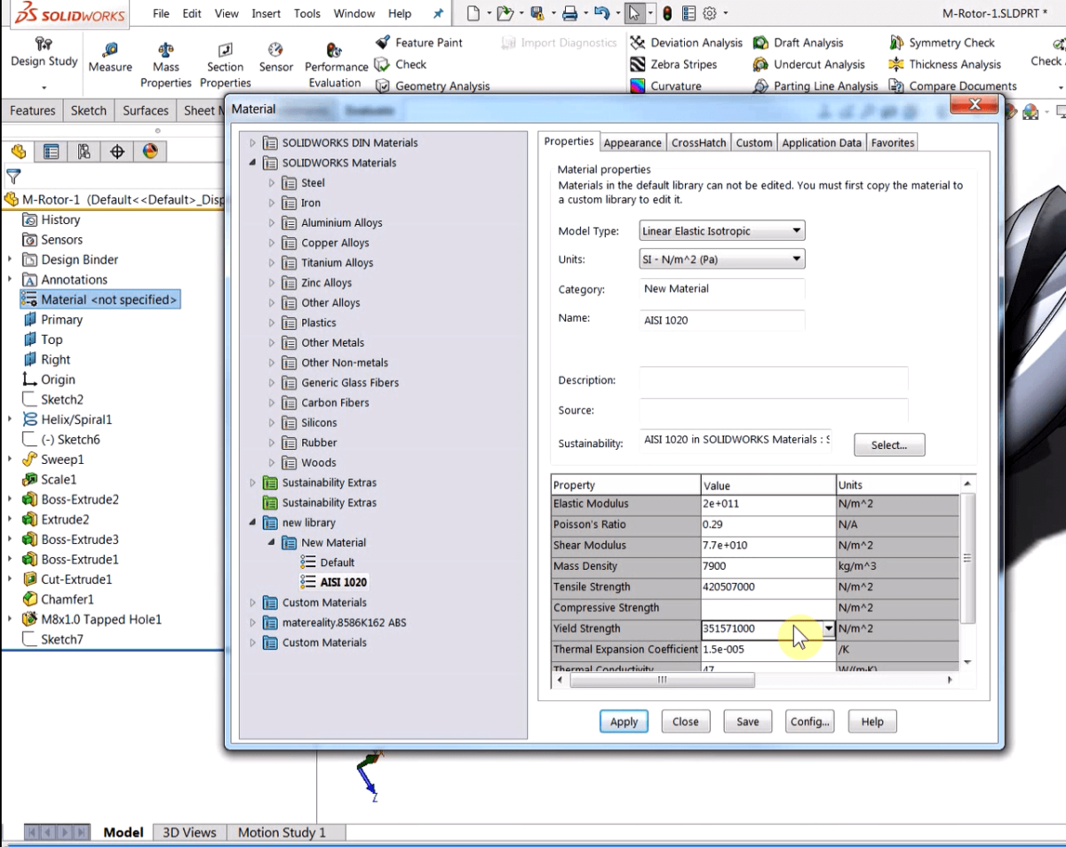 SOLIDWORKS Custom Material Library