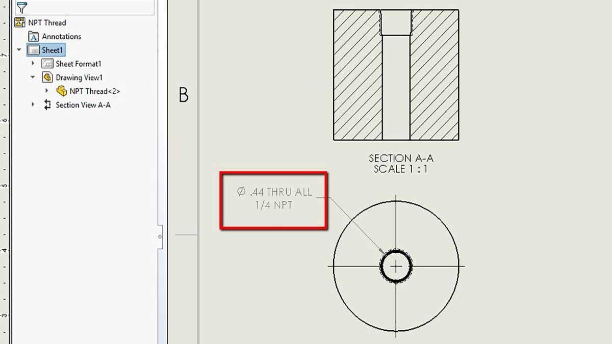 Creating NPT Threads in SOLIDWORKS Using the Hole Wizard Feature