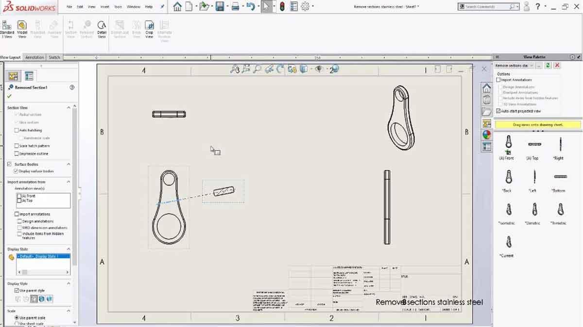 Removed Section Views in SOLIDWORKS Drawings