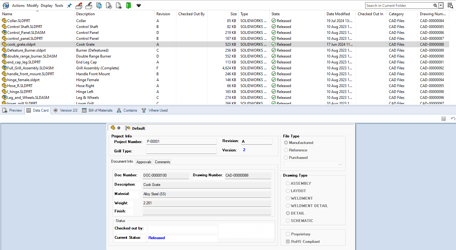 Menus in Windows File Explorer View in SOLIDWORKS PDM