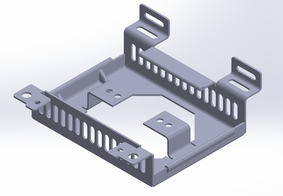 A metal component created using Sheet Metal Design in SOLIDWORKS CAD