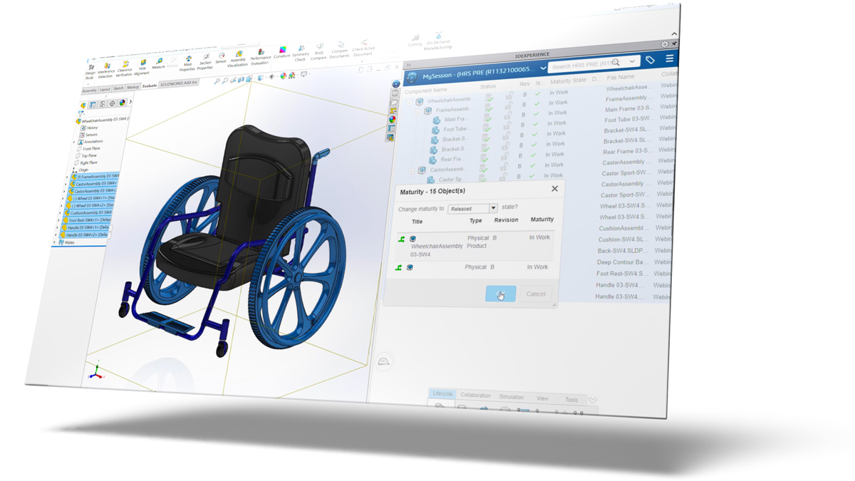 3dexperience solidworks cad wheelchair model
