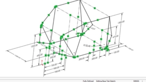 A fully-defined sketch in SOLIDWORKS CAD