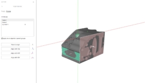 A mesh using two planes and a cylinder to establish an orientation to the coordinate system.