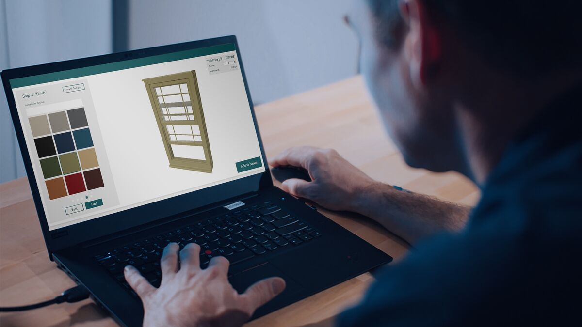 Engineer using DriveWorks Pro CPQ 3D Configurator for custom windows