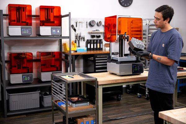 A Formlabs Form 4 print farm