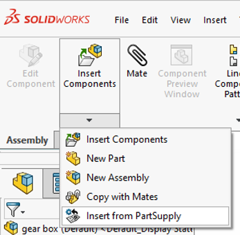 Add parts from part supply menu