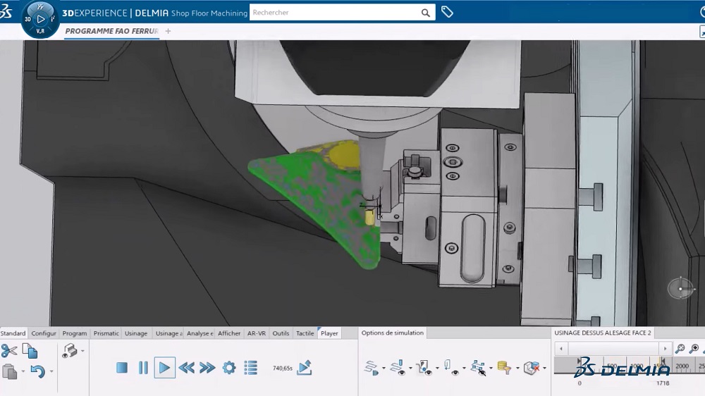 Toolpath simulation animation playing in NC Shop Floor Programmer CAM software.