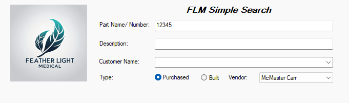 A search card in SOLIDWORKS PDM