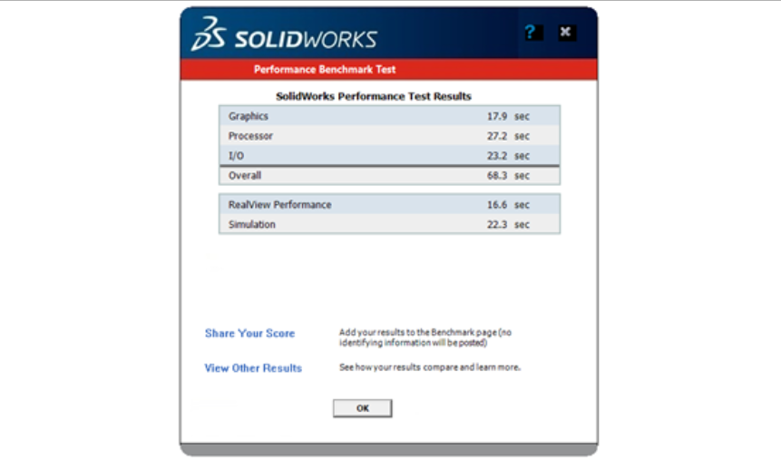 SOLIDWORKS Performance Benchmark Test Results