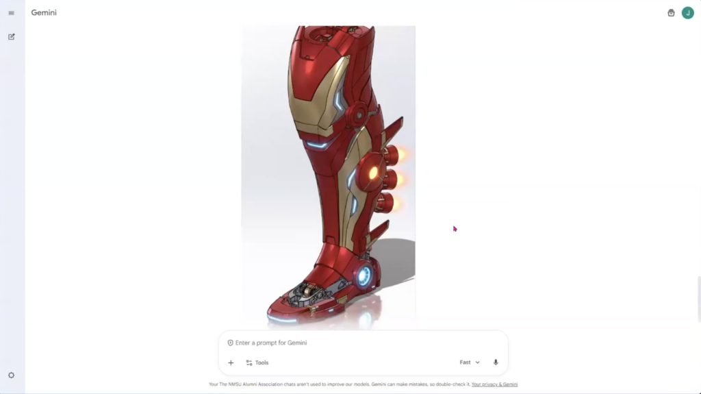 Using LLMs to visualize cover options for prosthetic leg created with xDesign