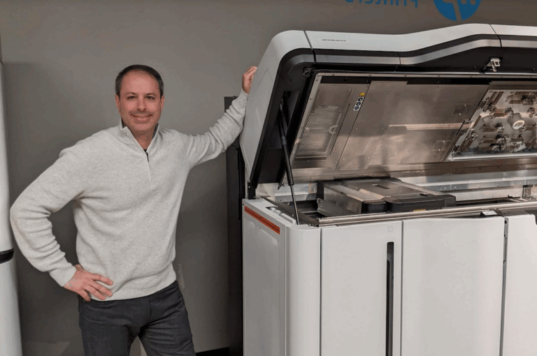 Andrew Garchik with the HP 5600 series 3d printer