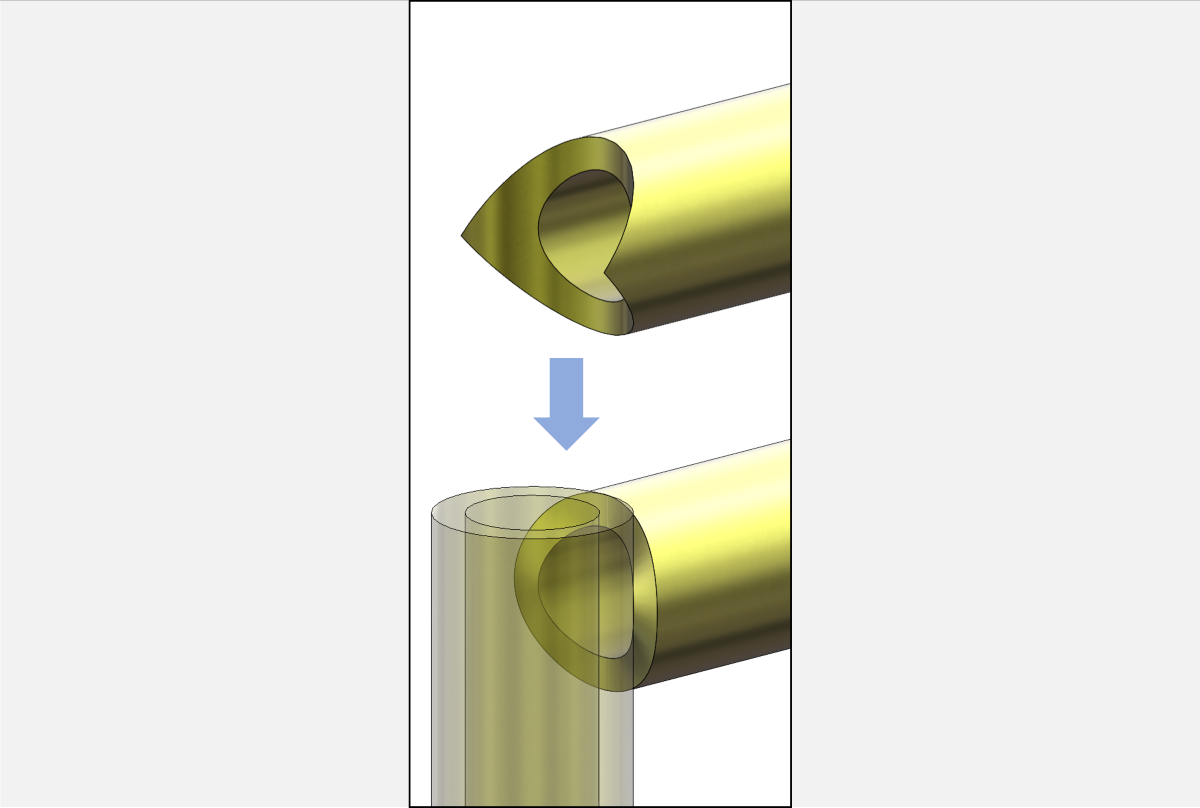 Before and after coped tubed cuts SOLIDWORKS