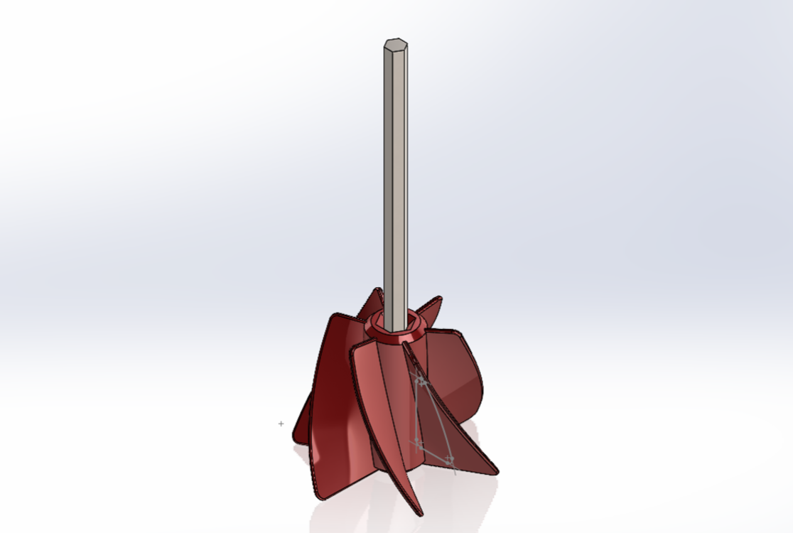 Paint mixer attachment example for a revolved cut in SOLIDWORKS
