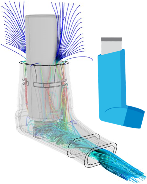 Multi-fluid mixing simulation for an inhaler