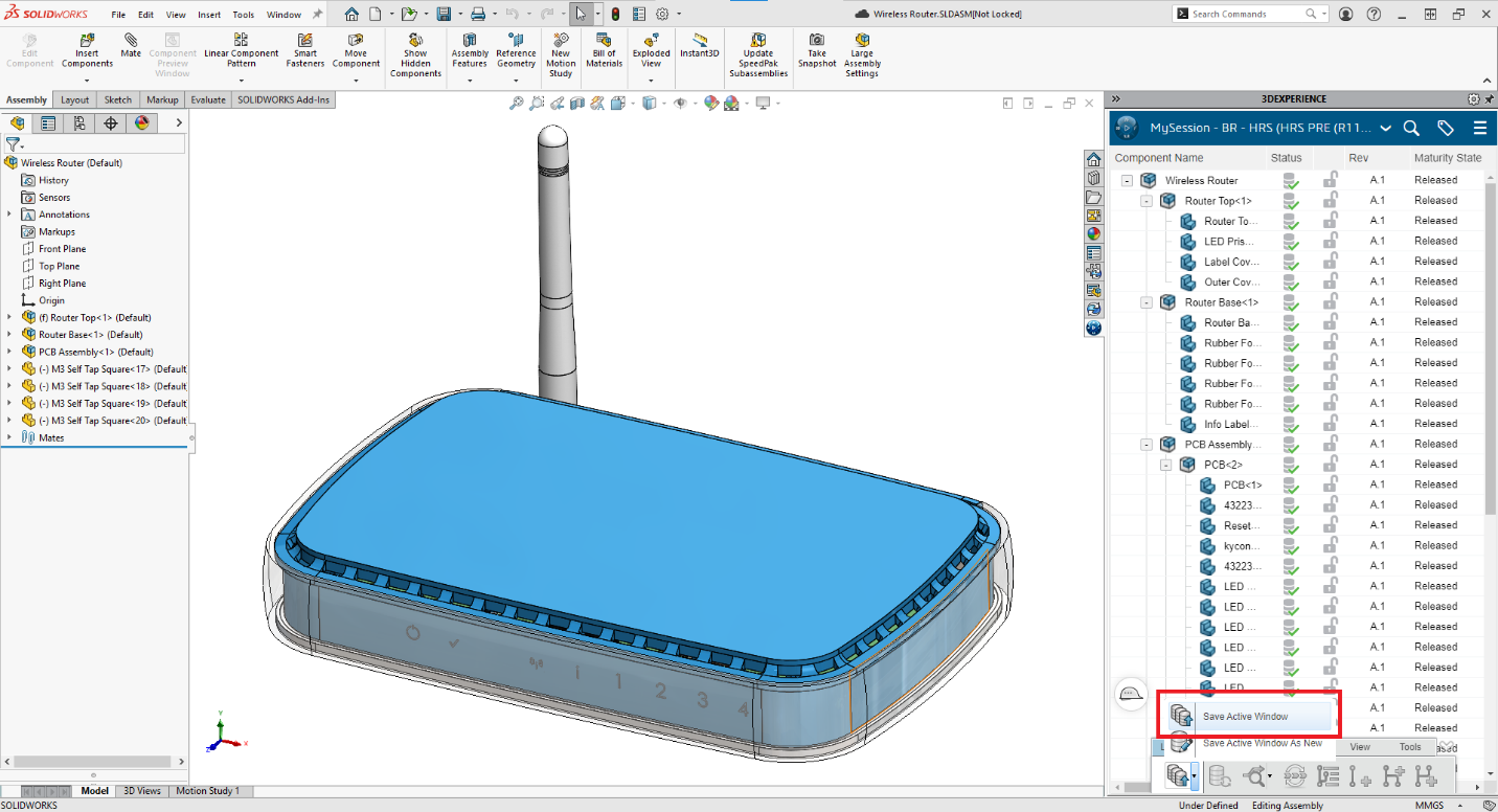 saving an assembly file to the 3DEXPERIENCE platform