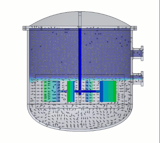 Mixing of fluids within a tank using computational fluid dynamics (CFD) in SOLIDWORKS