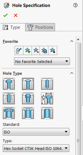 SOLIDWORKS Hole Manager - Property Manager