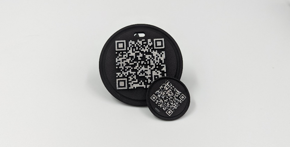 Finished 3D printed QR code part