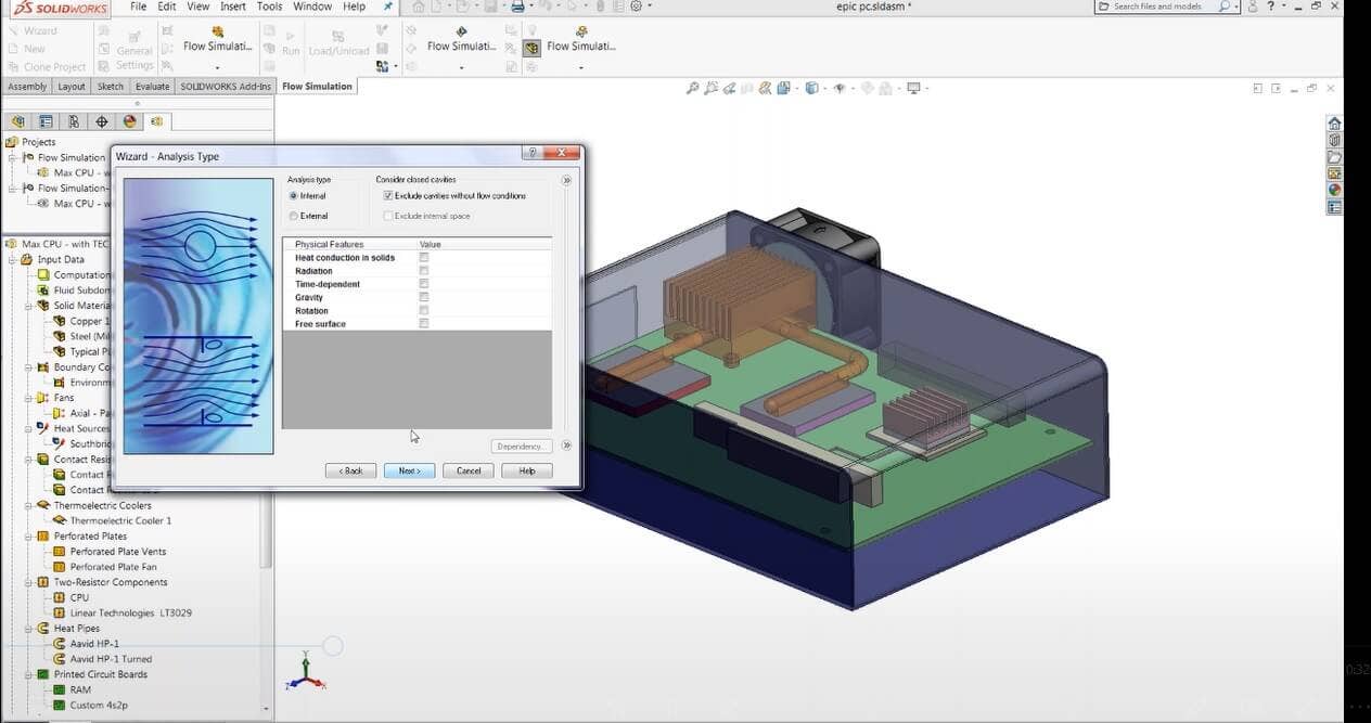 SOLIDWORKS Flow Simulation Physical Features