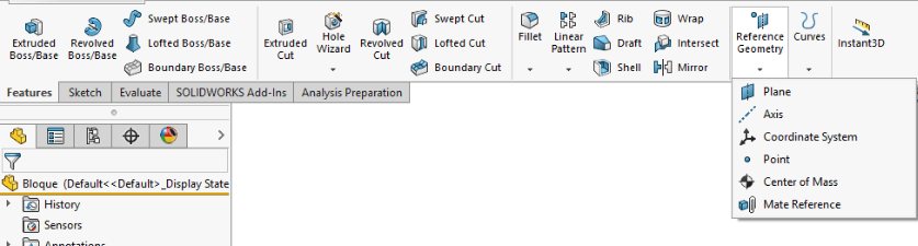 SOLIDWORKS Reference Geometry_Pane