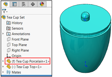 SOLIDWORKS save as command porcelain teacup example