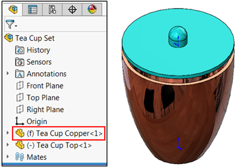 SOLIDWORKS save as command copper teacup example