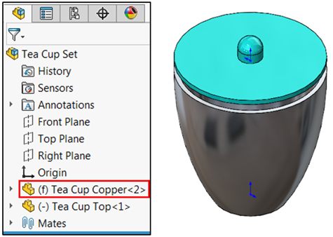 SOLIDWORKS save as command teacup example