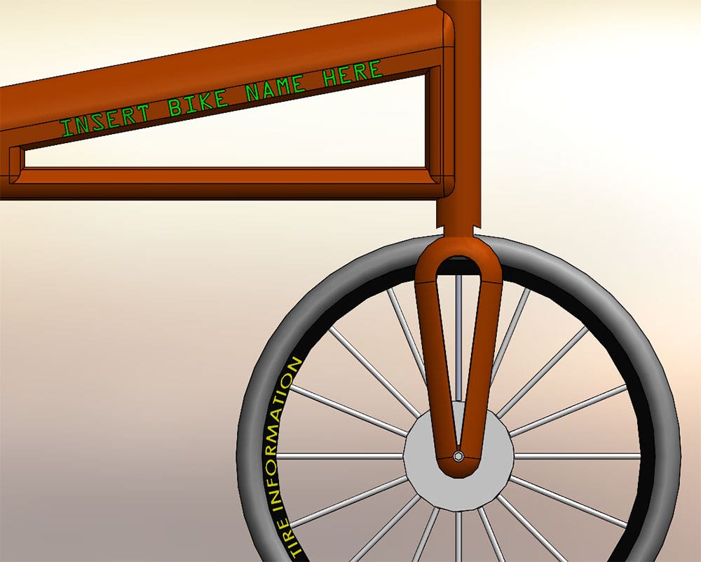 Sketch text on bike in SOLIDWORKS