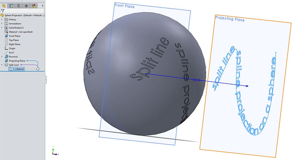 Split body with separated text surfaces in SOLIDWORKS