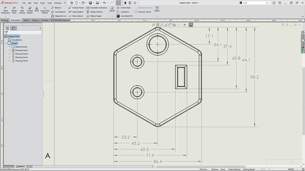 Autodimension tool for eDrawings