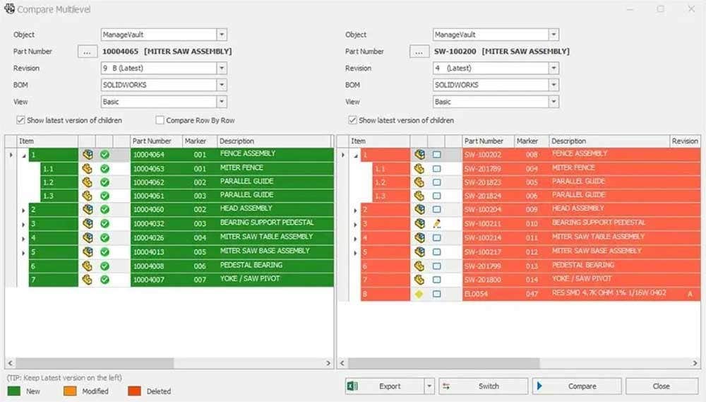 Advanced BOM toolkit in SOLIDWORKS Manage