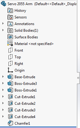 The Feature Manager tree in SOLIDWORKS