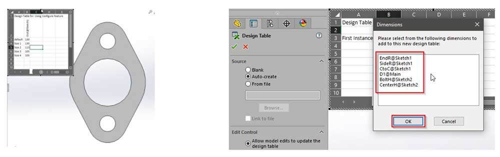 Speed configuration process with design tables in SOLIDWORKS