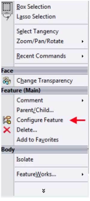 Add new features in FeatureManager in SOLIDWORKS