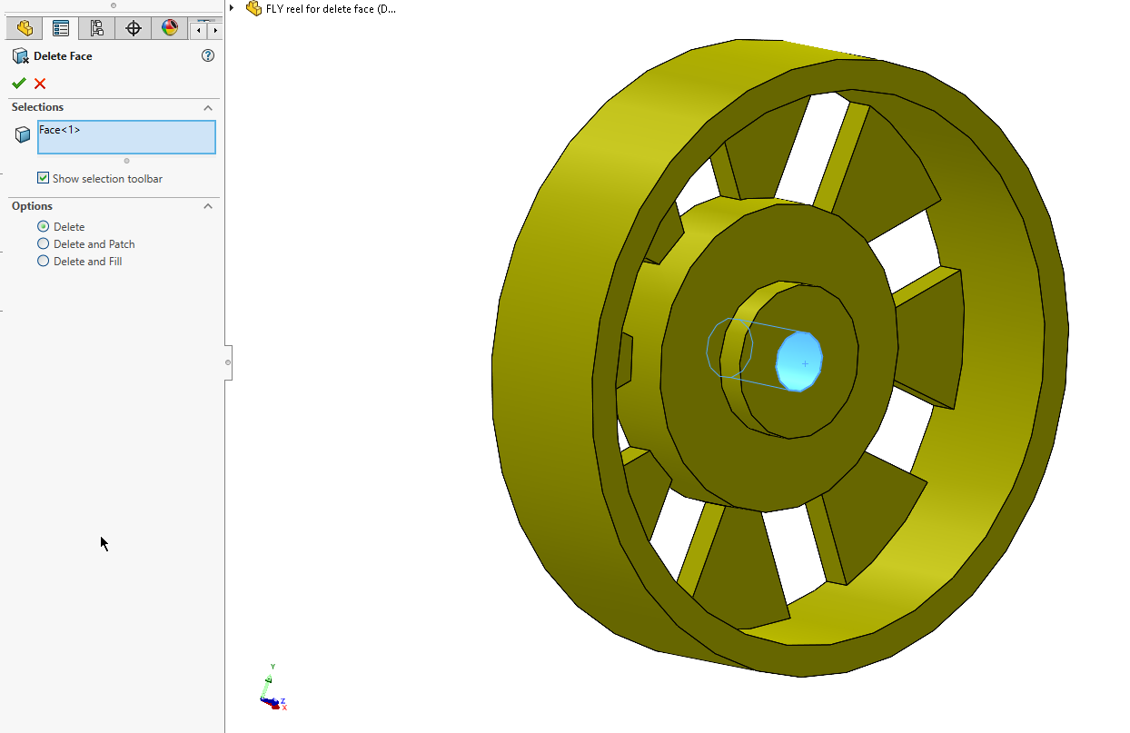 How to delete a hole in solidworks