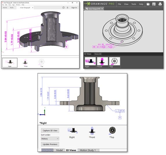 Adobe 3D PDF, SOLIDWORKS eDrawings, and STEP242 Documentation with MBD
