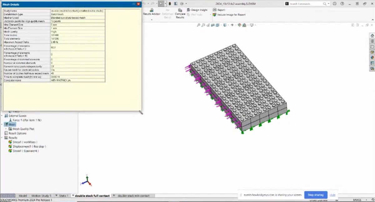 Faster meshing for identical bodies in SOLIDWORKS 2024