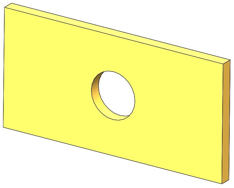 Model of thin plate with hole in CAD