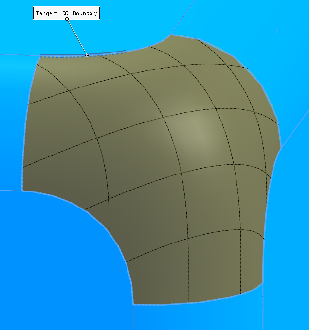 With mesh preview turned on, the shape of the surface is more easily visible.