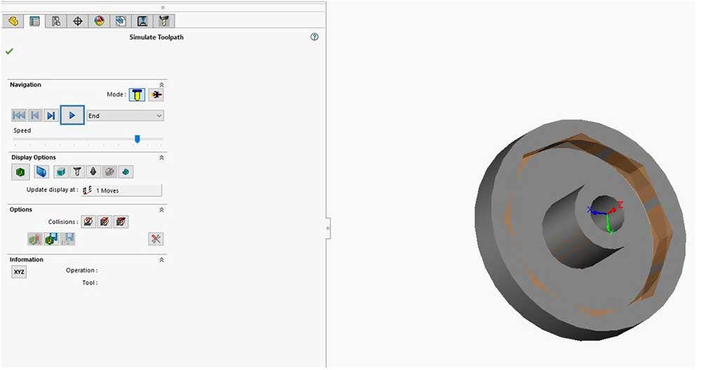 Simulate toolpath in SOLIDWORKS CAM Pro configurations