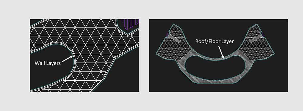 Adjusting thickness for walls, roofs and floors with Markforged Eiger software
