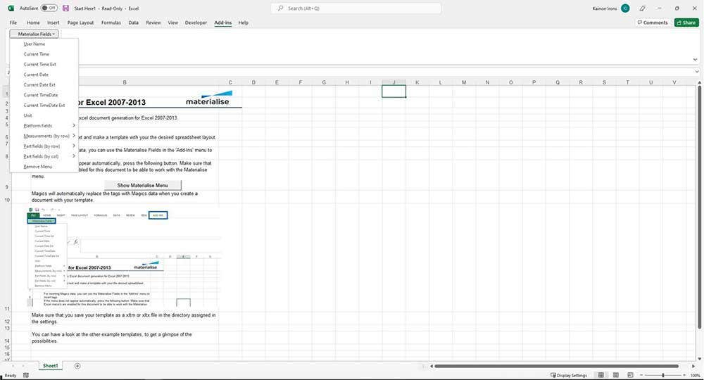 Creating a part cost calculator in Excel with Materialise Magics